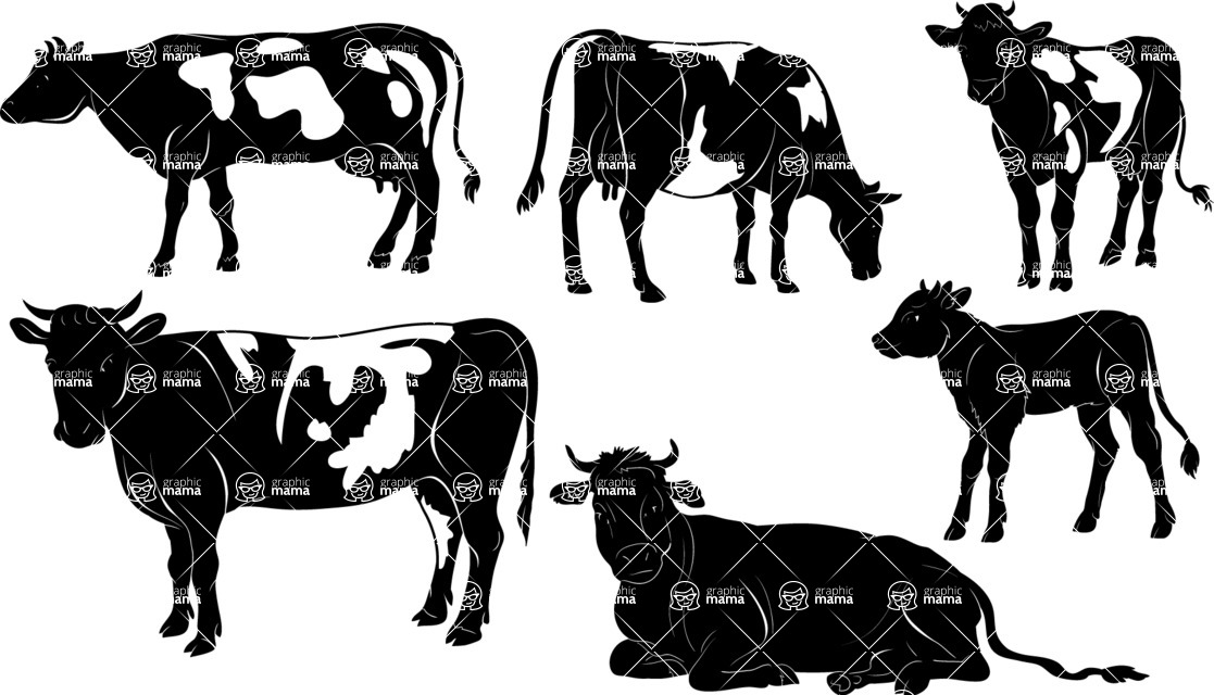 Vector silhouettes - Vector Cow Silhouettes Set